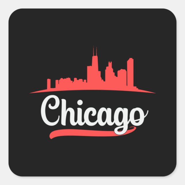 Chicago USA City Cityscape Skyline Funny Gift Idea Square Sticker (Front)