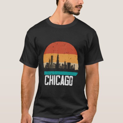 Chicago Usa Sunset Skyline Chicago T_Shirt