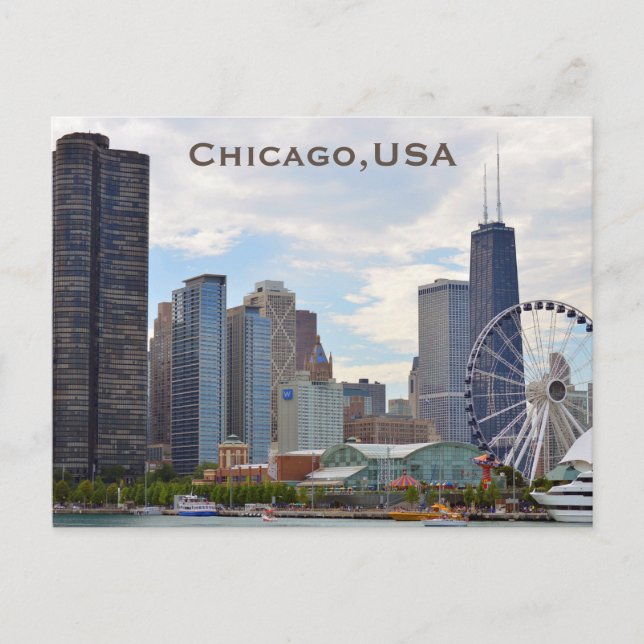 Chicago, USA Vintage Travel Tourism Add Postcard (Front)