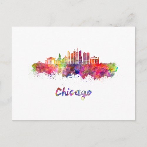 Chicago V2 skyline in watercolor Postcard