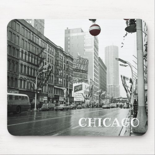 CHICAGO VINTAGE CHRISTMAS STREET SCENE MOUSE PAD