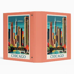 Chicago Vintage Illustration 3 Ring Binder
