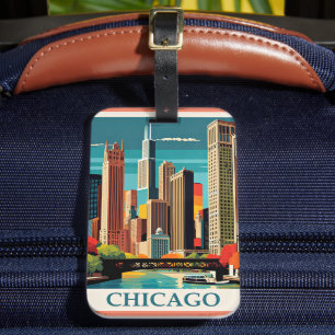 Chicago Vintage Illustration Luggage Tag