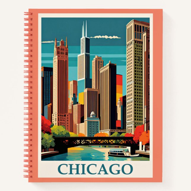 Chicago Vintage Illustration Notebook (Front)