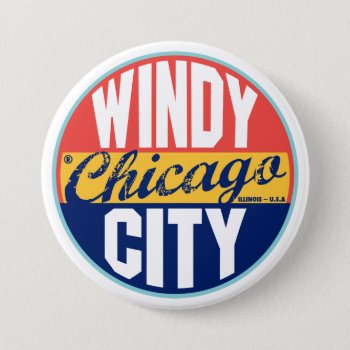 Chicago Vintage Label Pinback Button by TurnRight at Zazzle