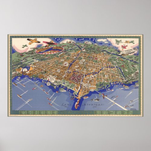 Chicago - Vintage pictorial map - 1933