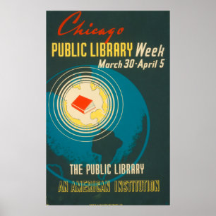 Chicago Vintage Public Library Poster