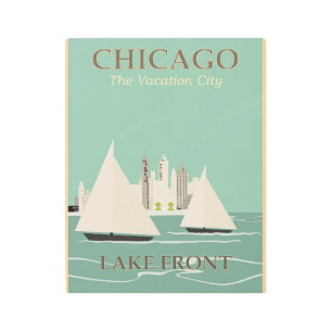 Chicago Vintage Travel Metal Art