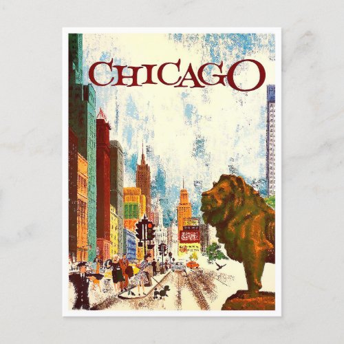 Chicago vintage travel postcard