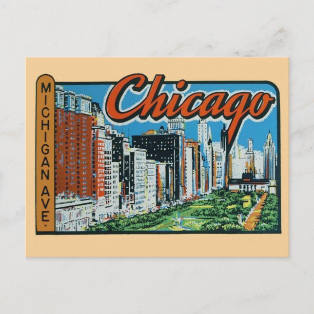 Chicago Vintage Travel  Postcard (Front)