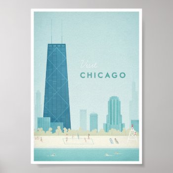 Chicago Vintage Travel Poster by VintagePosterCompany at Zazzle