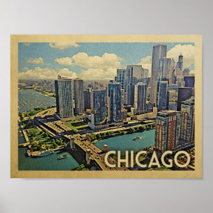 Chicago Vintage Travel Poster