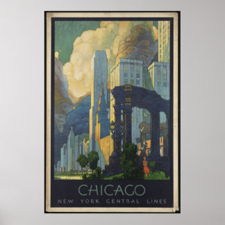Chicago Vintage Travel Poster Ad Retro Prints