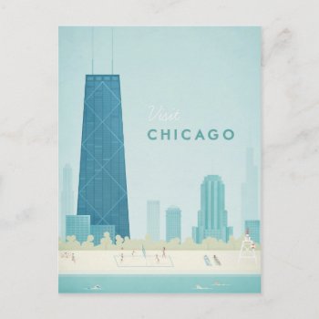 Chicago Vintage Travel Poster - Art Postcard by VintagePosterCompany at Zazzle