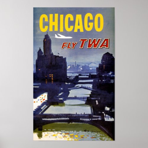Chicago Vintage Travel Poster Restored
