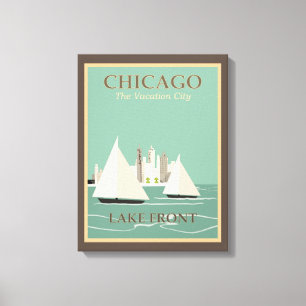 Chicago Vintage Travel Stretched Canvas Print