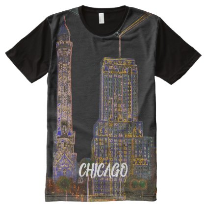 Chicago Water Tower Beautiful Art Vintage Colorful All-Over-Print Shirt