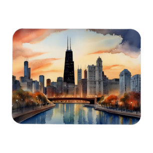Chicago watercolor art magnet