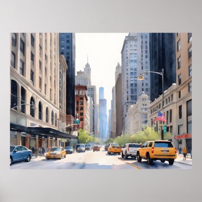 Chicago watercolor art poster (Front)