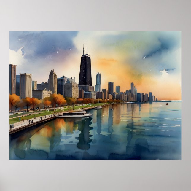 Chicago watercolor art poster (Front)