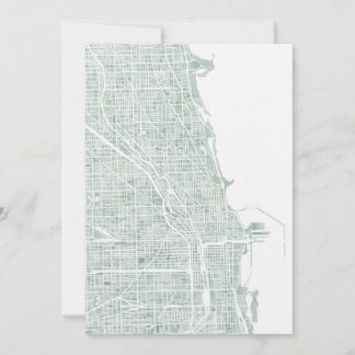 Chicago watercolor map seaglass blue green