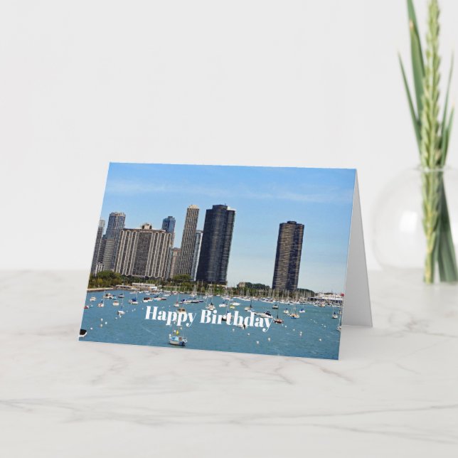 Chicago Waterfront Skyline Photo Birthday Card (Front)