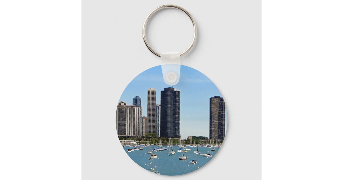 Chicago Waterfront Skyline Photo Keychain | Zazzle
