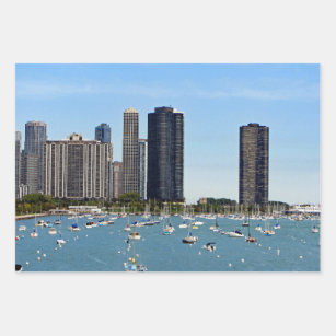 Chicago Waterfront Skyline Photo Wrapping Paper Sheets