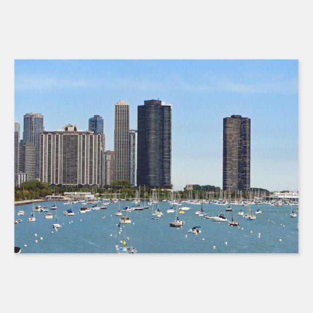Chicago Waterfront Skyline Photo Wrapping Paper Sheets (Front)