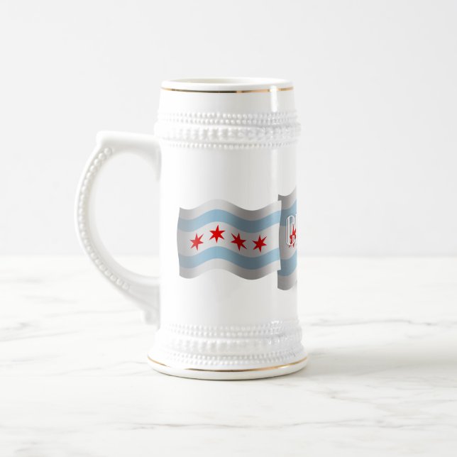 Chicago Waving Flag Beer Stein (Left)