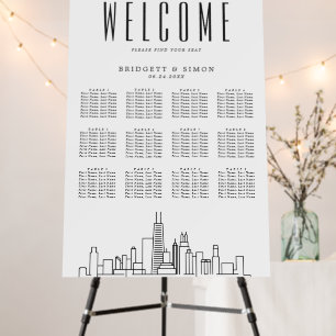 Chicago Wedding   12 Table Seating Chart  Foam Board