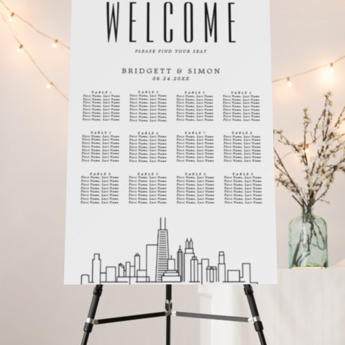 Chicago Wedding  12 Table Seating Chart  Foam Board