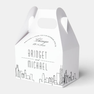 Chicago Wedding   City Skyline  Favor Boxes