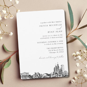 Chicago Wedding Elegant Skyline Invitation