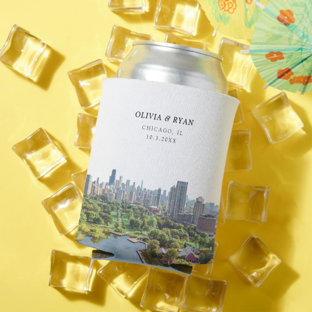 Chicago Wedding Favor Custom  Can Cooler (In Situ Summer)