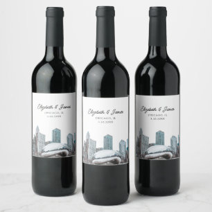 Chicago Wedding Favor Personalized Wine Label