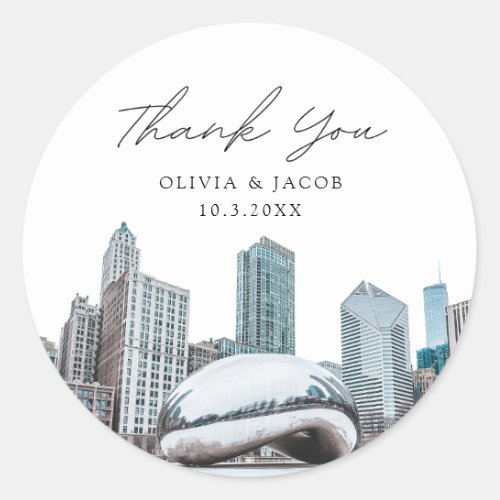 Chicago Wedding Favor Photo Thank You Classic Round Sticker