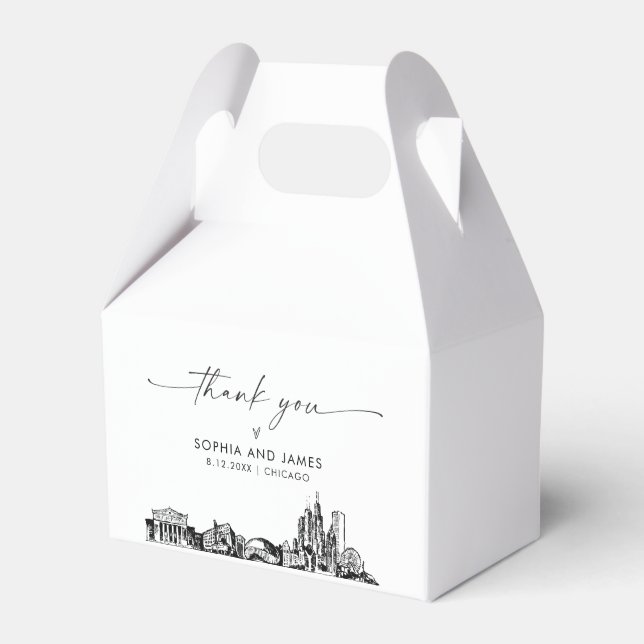 Chicago Wedding Personalized Favor Box (Front Side)