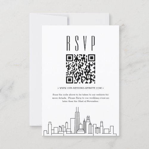 Chicago Wedding QR code RSVP Invitation
