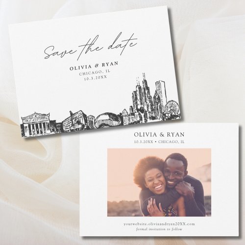 Chicago Wedding Save the Date Modern Invitation