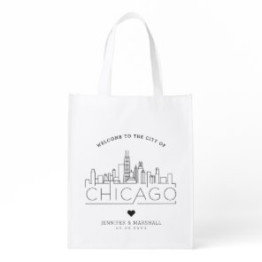 Chicago Wedding | Stylized Skyline Grocery Bag