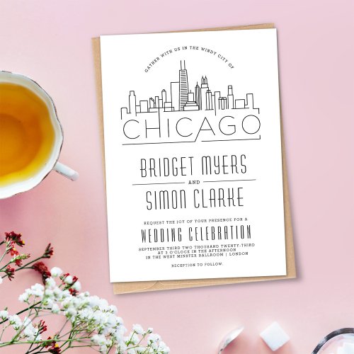 Chicago Wedding  Stylized Skyline Invitation