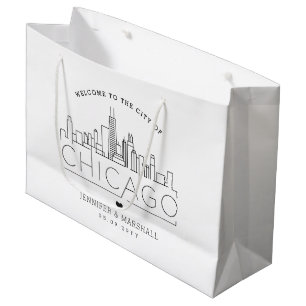 Chicago Wedding   Stylized Skyline Large Gift Bag