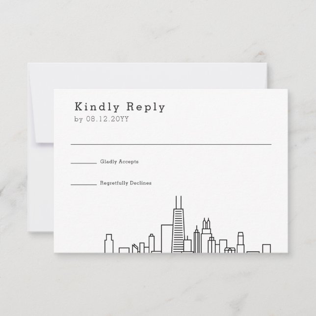 Chicago Wedding | Stylized Skyline RSVP (Front)
