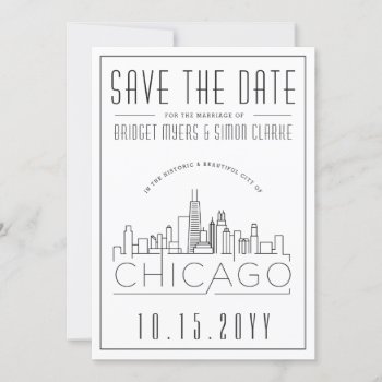 Chicago Wedding | Stylized Skyline Save The Date Invitation by colorjungle at Zazzle