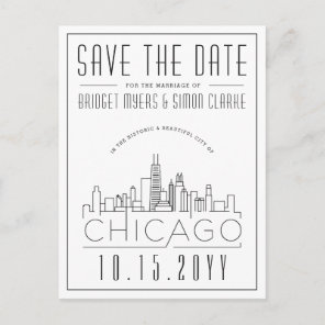 Chicago Wedding | Stylized Skyline Save the Date Postcard
