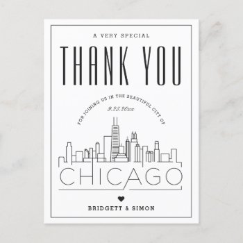 Chicago Wedding | Thanks For Coming! Postcard by colorjungle at Zazzle