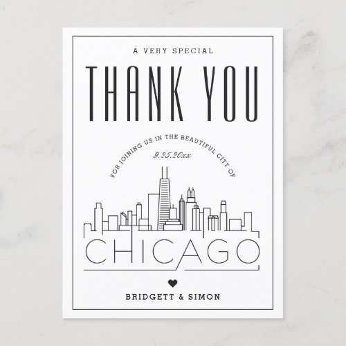 Chicago Wedding  Thanks for Coming Postcard