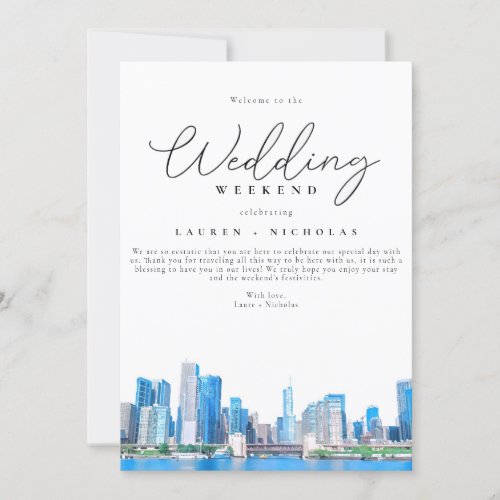 Chicago Wedding Weekend Welcome Itinerary Invitati Invitation