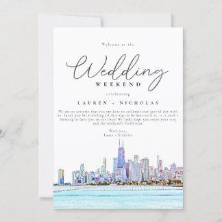 Chicago Wedding Weekend Welcome Itinerary Invitation